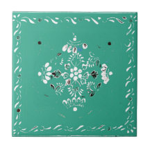 Indian Style Green 2 Floral Tile