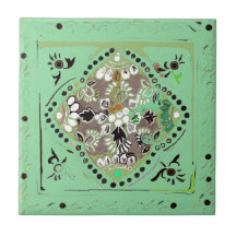 Indian Style Green Floral Tile