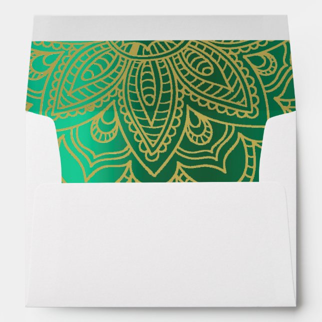 Indian Style Green Gold Colour Elegant Wedding Envelope (Back (Bottom))