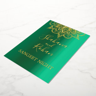 Indian Style Green Gold Colour Wedding invitation