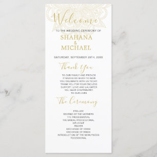 Indian Style Green Gold Coloured Wedding Program Programme