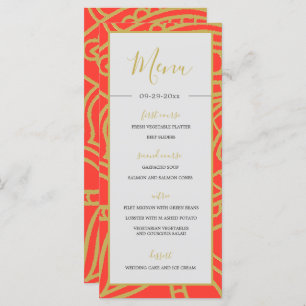 Indian Style Orange Gold Colour Chic Wedding Menu