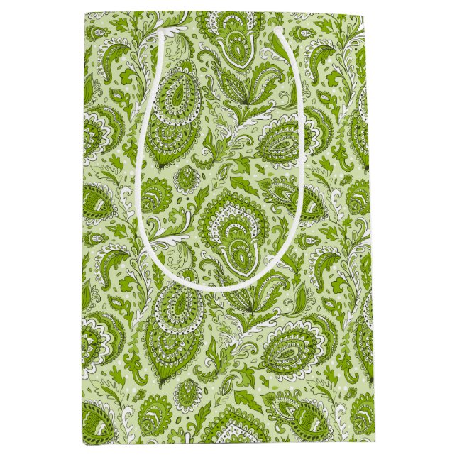 Indian style paisley floral seamless pattern medium gift bag (Front)