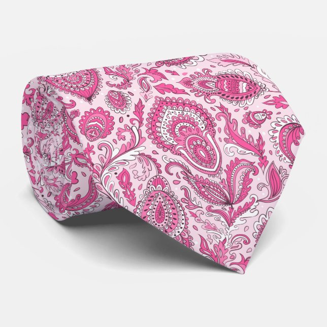 Indian style paisley floral seamless pattern tie (Rolled)