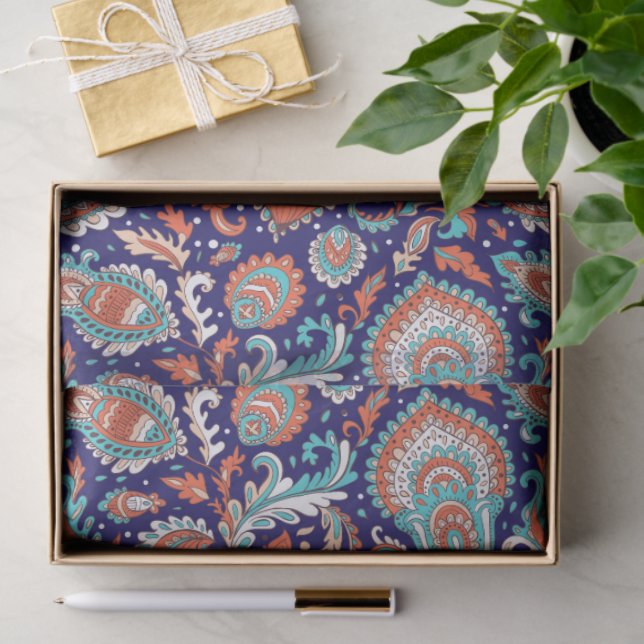 Indian style paisley floral seamless pattern tissue paper (Gift)