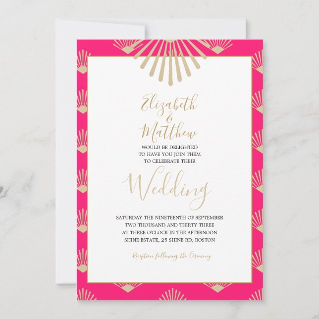  Indian Style Pink Gold Chic Casual Wedding Invita Invitation (Back)