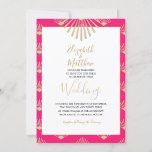 Indian Style Pink Gold Chic Casual Wedding Invita Invitation