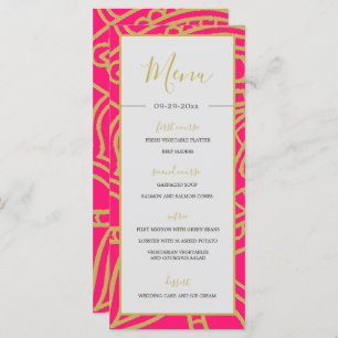Indian Style Pink  Gold Colour Chic Wedding  Menu
