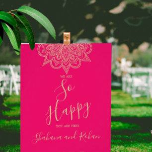 Indian Style Pink Gold Colour Chic Wedding Welcome Poster