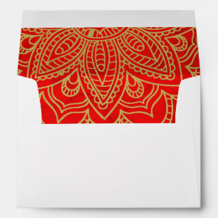 Indian Style Red Gold Colour Elegant Wedding Envelope