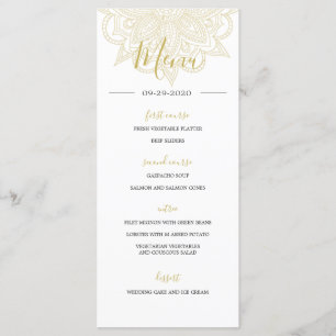Indian Style Red Gold Coloured  Chic Wedding Menu