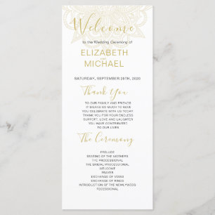 Indian Style Red Gold Coloured Wedding Program Programme