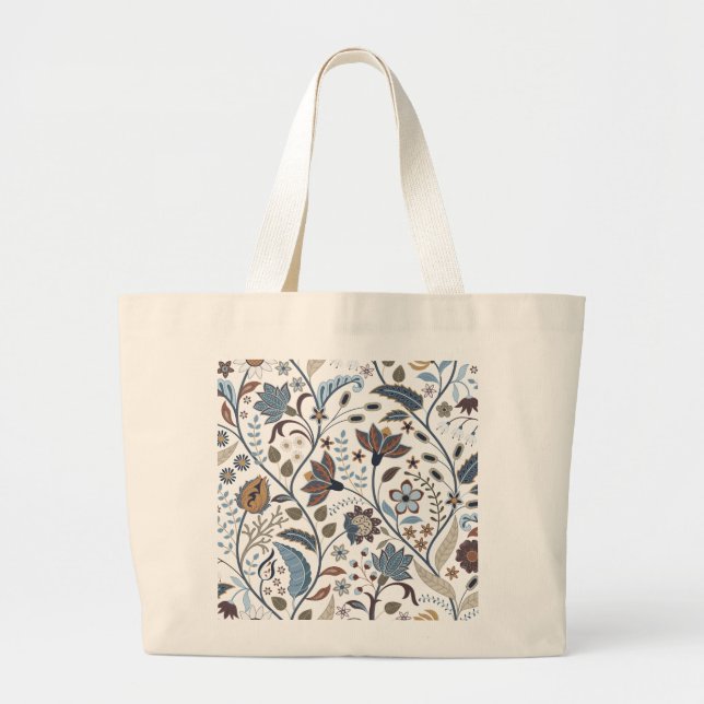 Indian Summer Autumn Botanical Design Large Tote Bag (Front)
