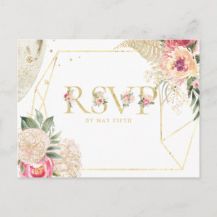 Indian Summer Floral Wedding RSVP w/Meal Invitation Postcard