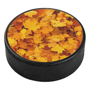 Indian Summer Golden Leaves  Hockey Puck