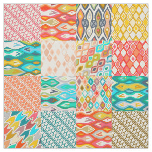 Indian Summer ikat patches Fabric