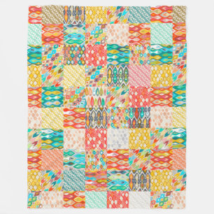 Indian Summer ikat patches Fleece Blanket