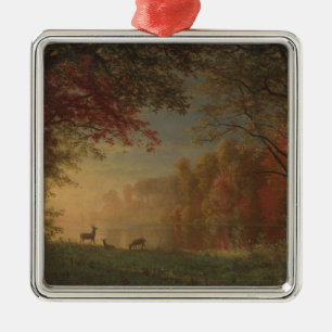 Indian Sunset Deer by a Lake Metal Tree Decoration