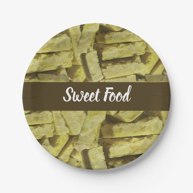 Indian Sweet Mysore Pak Sweet Food Birthday Paper Plate (Front)