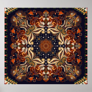 Indian Symmetric: Vintage Ethnic Ornament Poster