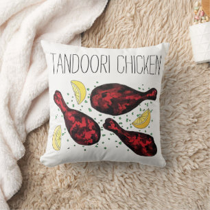 Indian Tandoori Chicken Food Illustration Art Cushion