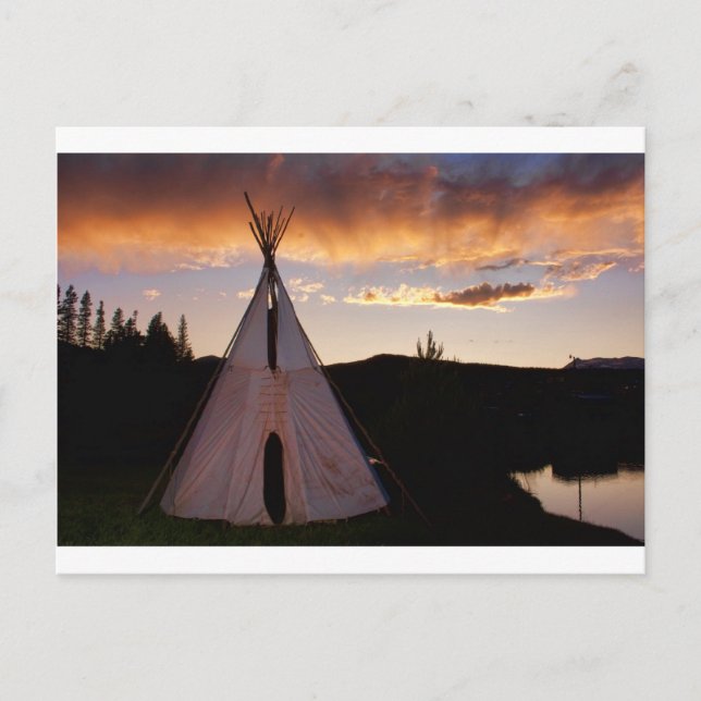 Indian Teepee Sunset  landscape Postcard (Front)