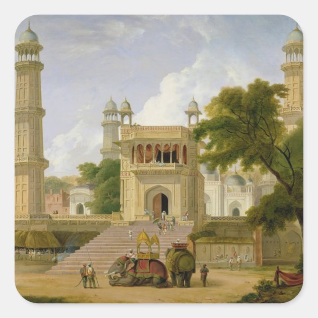 Indian Temple, said to be the Mosque of Abo-ul-Nab Square Sticker (Front)