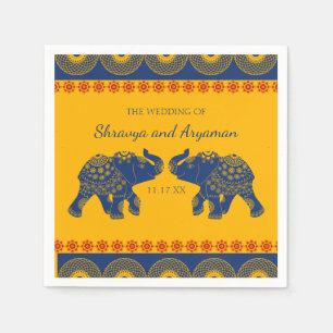 Indian Themed Elephants in Royal Blue Wedding  Napkin