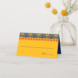 Indian Themed Elephants in Royal Blue Wedding Place Card