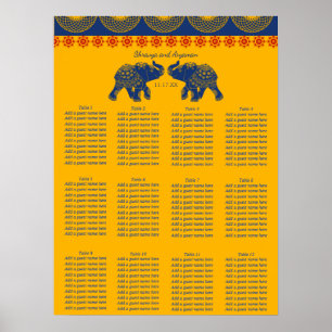 Indian Themed Elephants Wedding Seating Chart