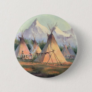 INDIAN TIPI CAMP by SHARON SHARPE 6 Cm Round Badge
