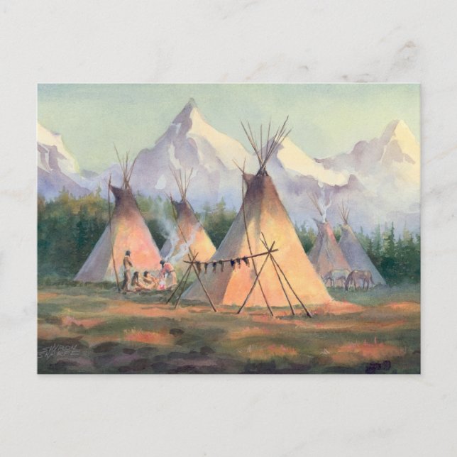 INDIAN TIPI CAMP by SHARON SHARPE Postcard (Front)