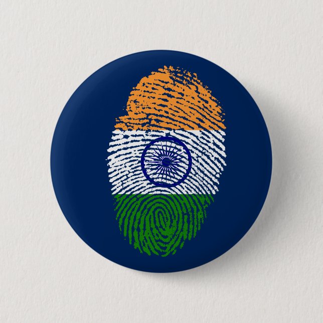 Indian touch fingerprint flag 6 cm round badge (Front)
