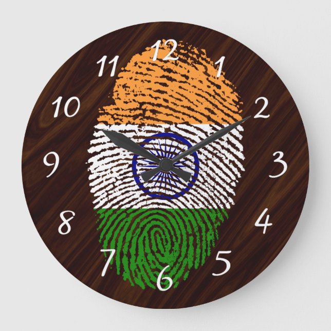 Indian touch fingerprint flag large clock (Front)
