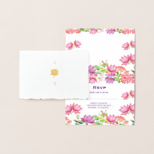Indian Traditinal Wedding Lotus Floral RSVP Card