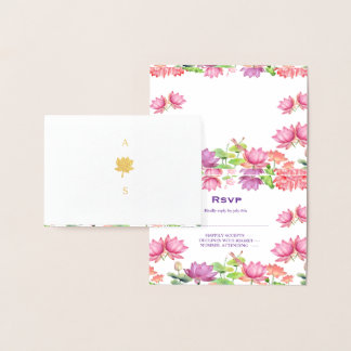 Indian Traditinal Wedding Lotus Floral RSVP Card