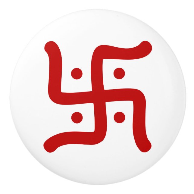 indian traditional hindu swastika symbol religion ceramic knob (Front)