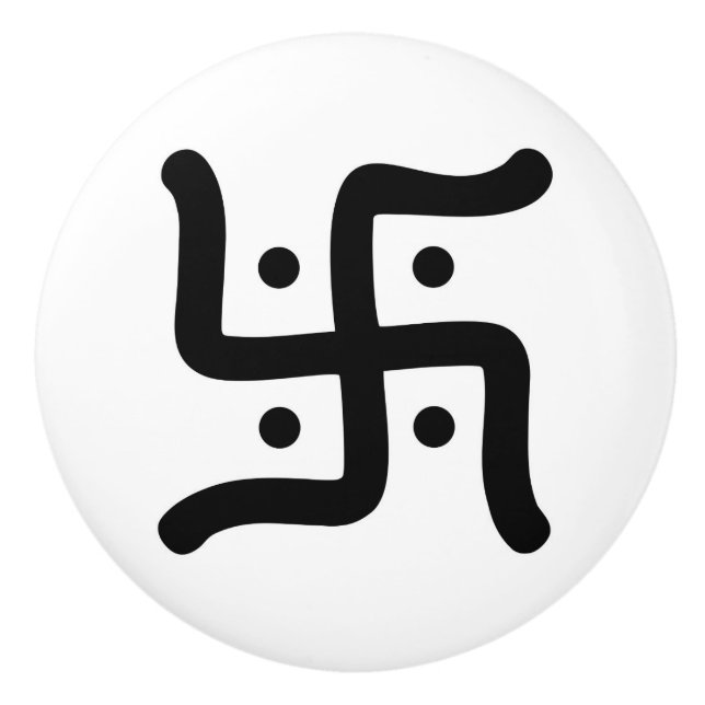indian traditional hindu swastika symbol religion ceramic knob (Front)