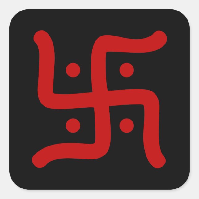 indian traditional hindu swastika symbol religion square sticker (Front)