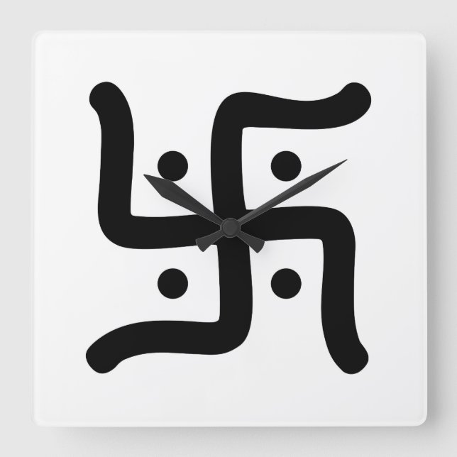 indian traditional hindu swastika symbol religion square wall clock (Front)
