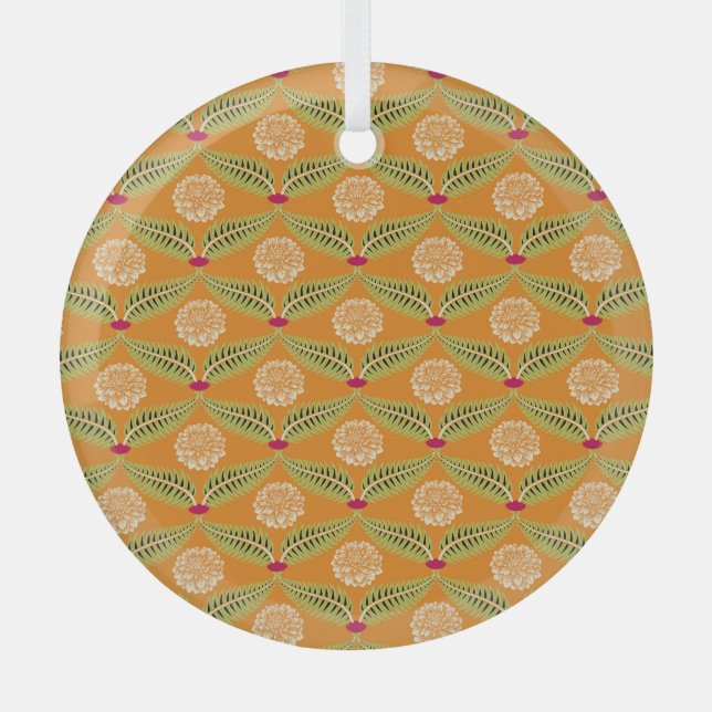 Indian Traditional Illustration Pattern. Glass Tree Decoration (Front)