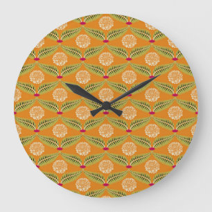 Indian Traditional Illustration Pattern. Large Clock