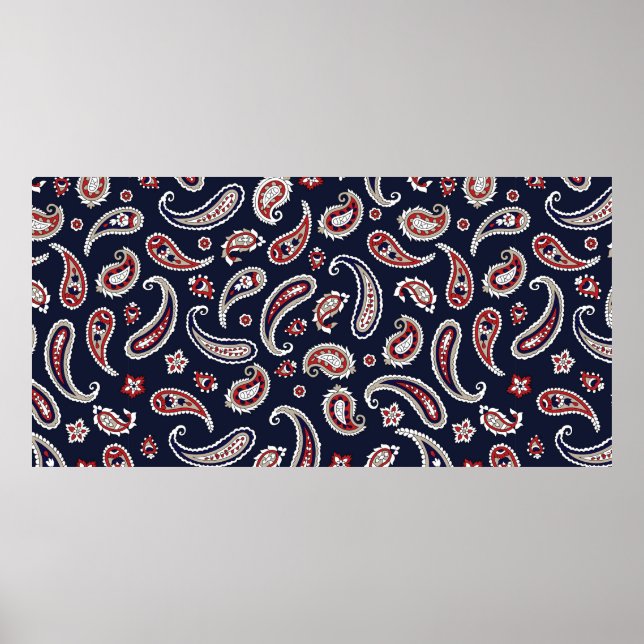 Indian Traditional paisley pattern on navy Poster (Front)