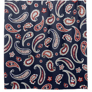 Indian Traditional paisley pattern on navy Shower Curtain