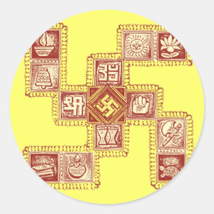 Indian Traditional Swastika Classic Round Sticker