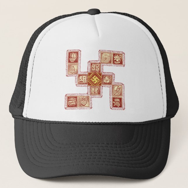 Indian Traditional Swastika Trucker Hat (Front)