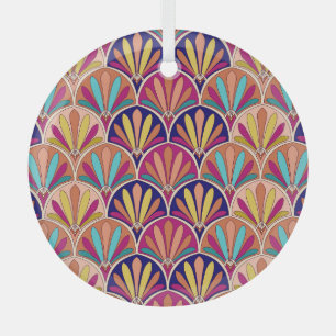 Indian Traditional Textile Illustration Glass Tree Decoration