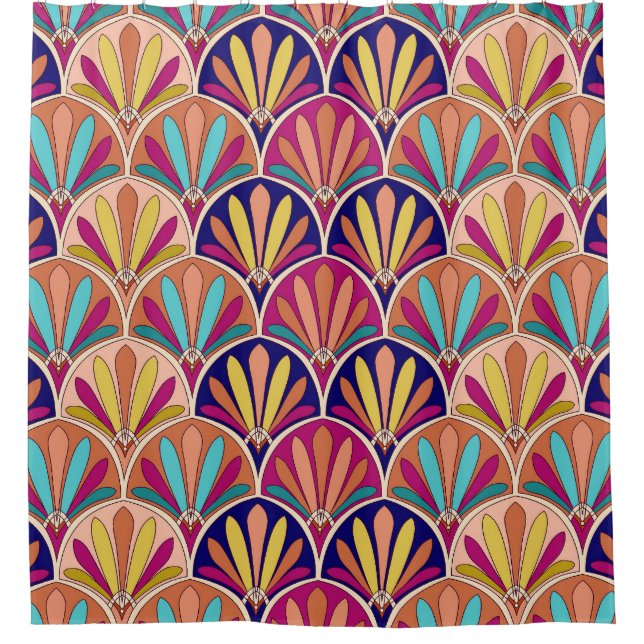 Indian Traditional Textile Illustration Shower Curtain (Front)