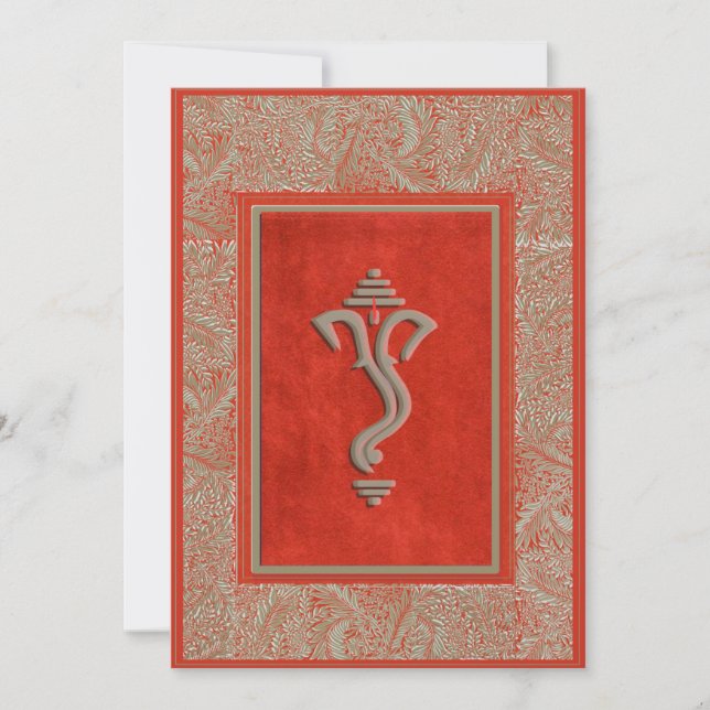Indian traditional wedding Ganesha invitation card (Front)