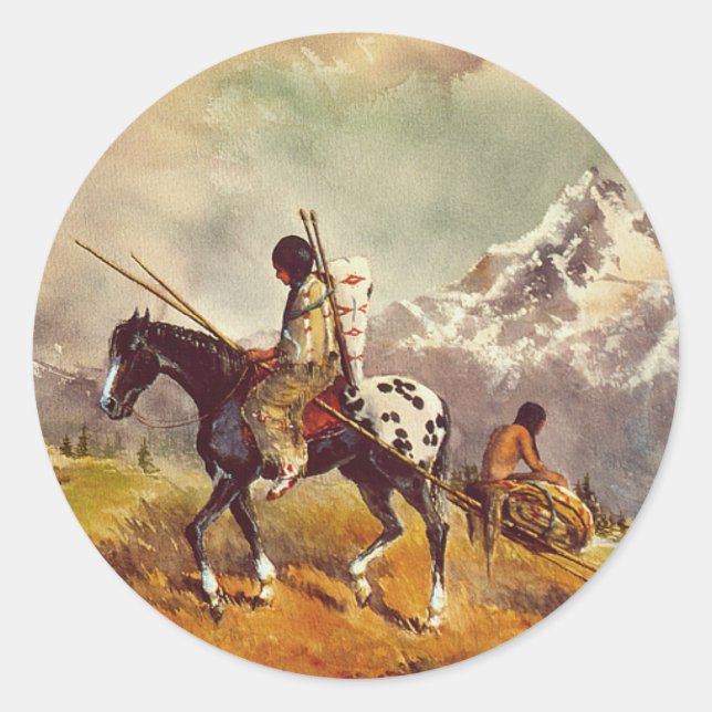 INDIAN TRAVOIS by SHARON SHARPE Classic Round Sticker (Front)